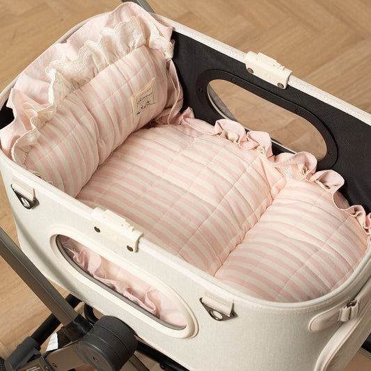 Ritogato Pawpaw Frill Pet Cart Cushion 小熊喱士款寵物推車車墊套裝 - 粉紅色