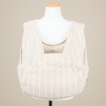 【Version 5】 Ritogato Voddly Petite Front Bag 前孭寵物袋 細版夏日透氣質料 杏色粗間條