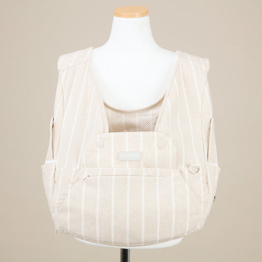 【Version 5】 Ritogato Voddly Petite Front Bag 前孭寵物袋 細版夏日透氣質料 杏色粗間條