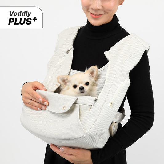 【V7】Ritogato Voddly Plus Front Bag 前孭寵物袋 透氣網質料 灰色間條