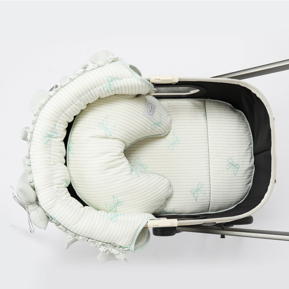 Ritogato Pliant Buggy Cover-up Cushion 蝴蝶結喱士款寵物推車車墊套裝 - 湖水綠