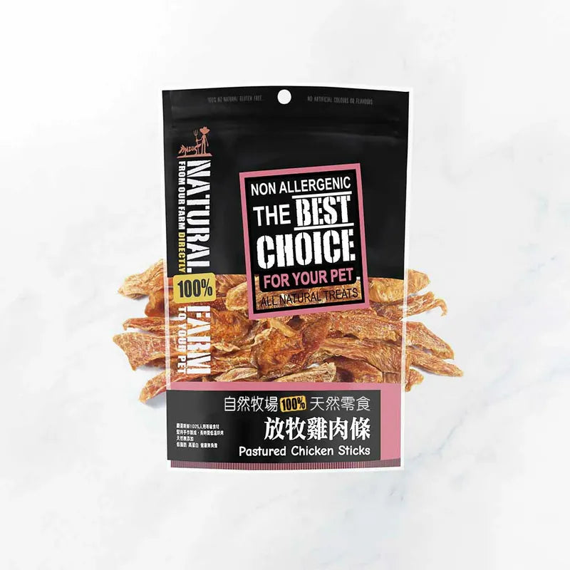 自然牧場 Natural Farm 天然寵物零食 放牧雞肉條 Pastured Chicken Sticks 100g