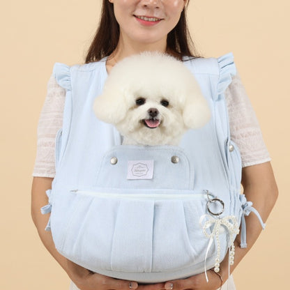 【Version 6】 Ritogato Voddly Flora Front Bag 前孭寵物袋 荷葉袖牛仔布質料 淺藍色