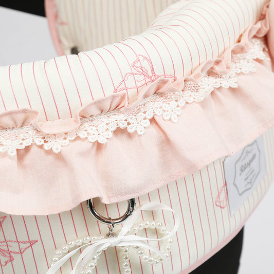 Ritogato Pliant Buggy Cover-up Cushion 蝴蝶結喱士款寵物推車車墊套裝 - 粉紅色