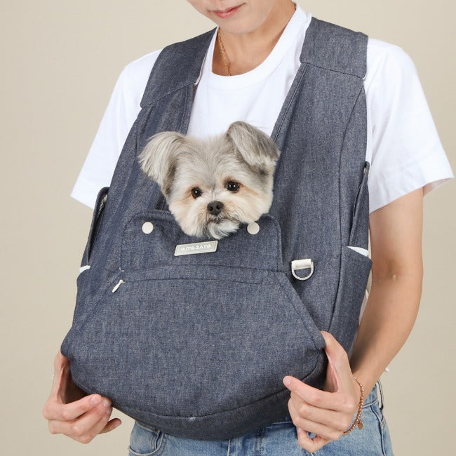 【Version 5】 Ritogato Voddly Petite Front Bag 前孭寵物袋 細版夏日透氣質料 牛仔藍色