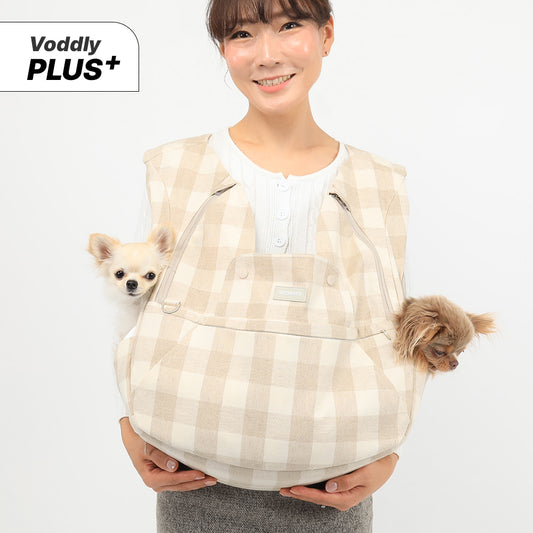 【V7】Ritogato Voddly Plus Front Bag 前孭寵物袋 透氣網質料 杏色格仔