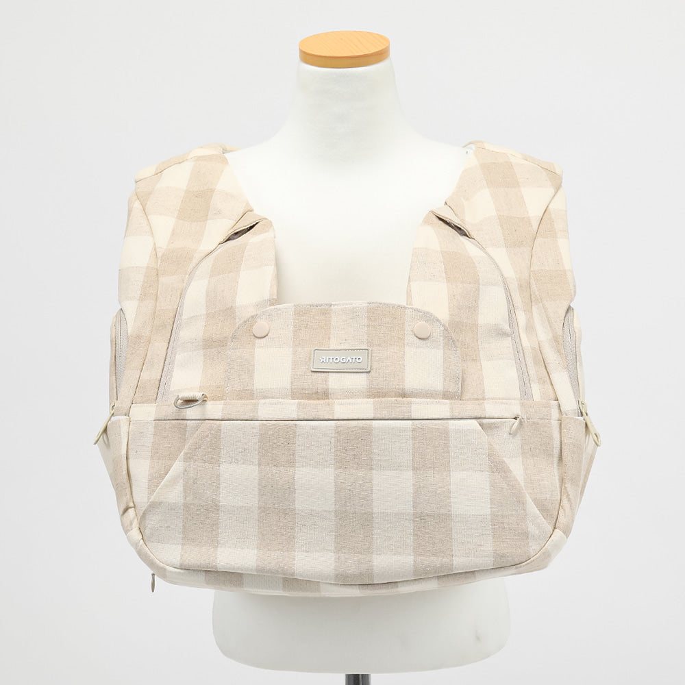 【V7】Ritogato Voddly Plus Front Bag 前孭寵物袋 透氣網質料 杏色格仔