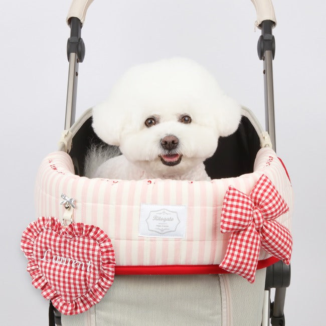 Ritogato Chou-Ribbon Buggy Cover-up Cushion 韓式簡約款寵物推車車墊套裝 - 粉紅色
