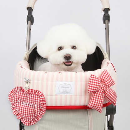 Ritogato Chou-Ribbon Buggy Cover-up Cushion 韓式簡約款寵物推車車墊套裝 - 粉紅色