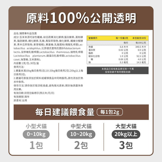 毛孩時代 腸胃專科益生菌 Probiiotics & Enzyme (30包/盒)