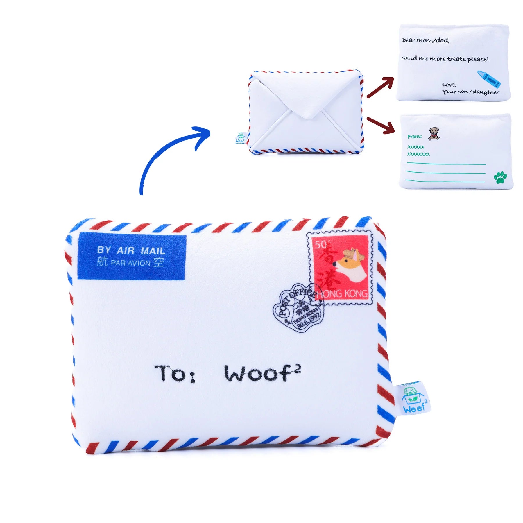 Woof² | 香港空郵信件藏食毛絨寵物玩具