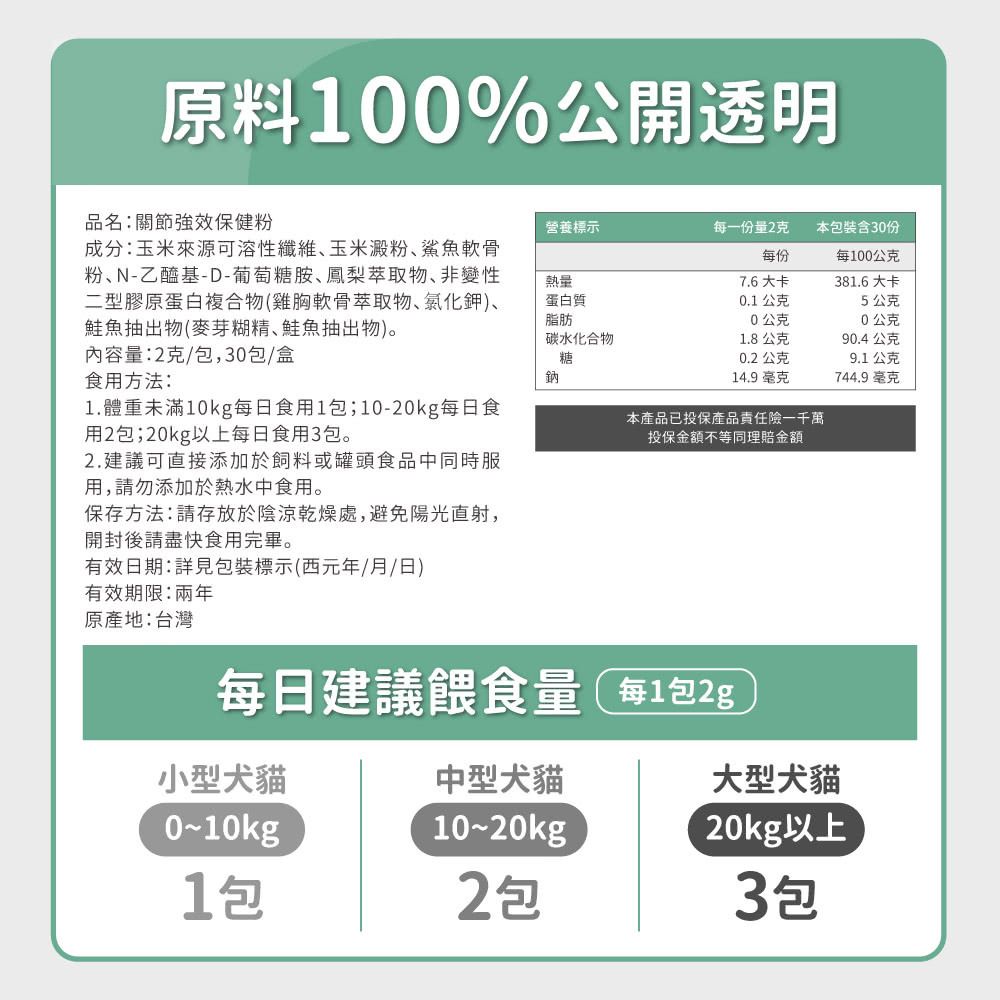 毛孩時代 強效關節保健粉 Joint Care (30包/盒)
