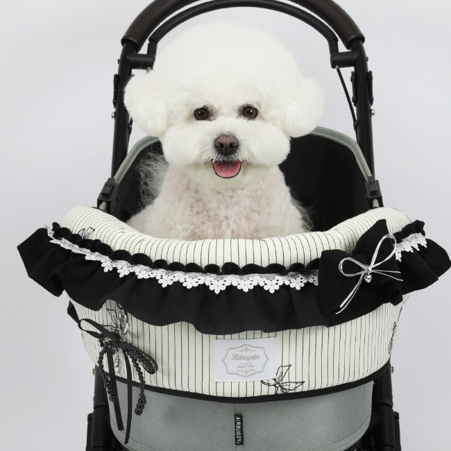 Ritogato Pliant Buggy Cover-up Guard 寵物推車圍邊 蝴蝶結喱士款 - 黑色