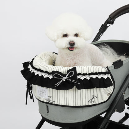 Ritogato Pliant Buggy Cover-up Cushion 蝴蝶結喱士款寵物推車車墊套裝 - 黑色