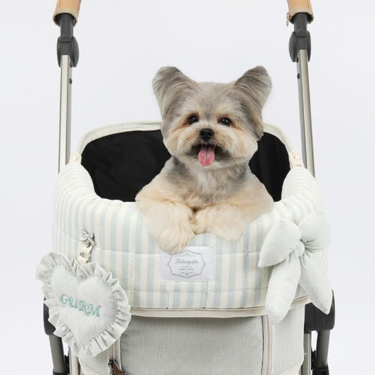 Ritogato Chou-Ribbon Buggy Cover-up Cushion 韓式簡約款寵物推車車墊套裝 - 湖水綠