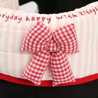 Ritogato Chou-Ribbon Buggy Cover-up Cushion 韓式簡約款寵物推車車墊套裝 - 粉紅色