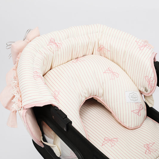 Ritogato Pliant Buggy Cover-up Cushion 蝴蝶結喱士款寵物推車車墊套裝 - 粉紅色