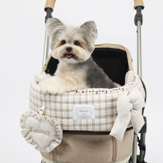 Ritogato Chou-Ribbon Buggy Cover-up Cushion 韓式簡約款寵物推車車墊 - 啡色