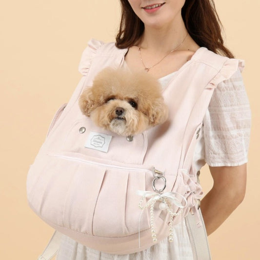 【Version 6】 Ritogato Voddly Flora Front Bag 前孭寵物袋 荷葉袖牛仔布質料 粉紅色