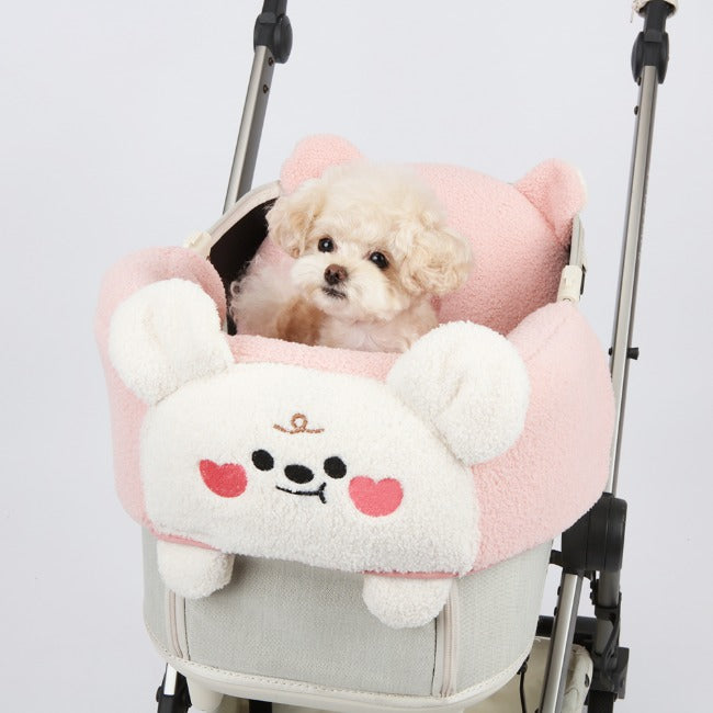 Ritogato Bolppangi Buggy Cover-up Guard 熊仔毛絨絨款寵物推車圍邊 - 粉紅色