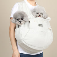 【Version 4】 Ritogato Voddly Cooloud Front Bag 前孭寵物袋 夏日透氣質料 淺灰間條色