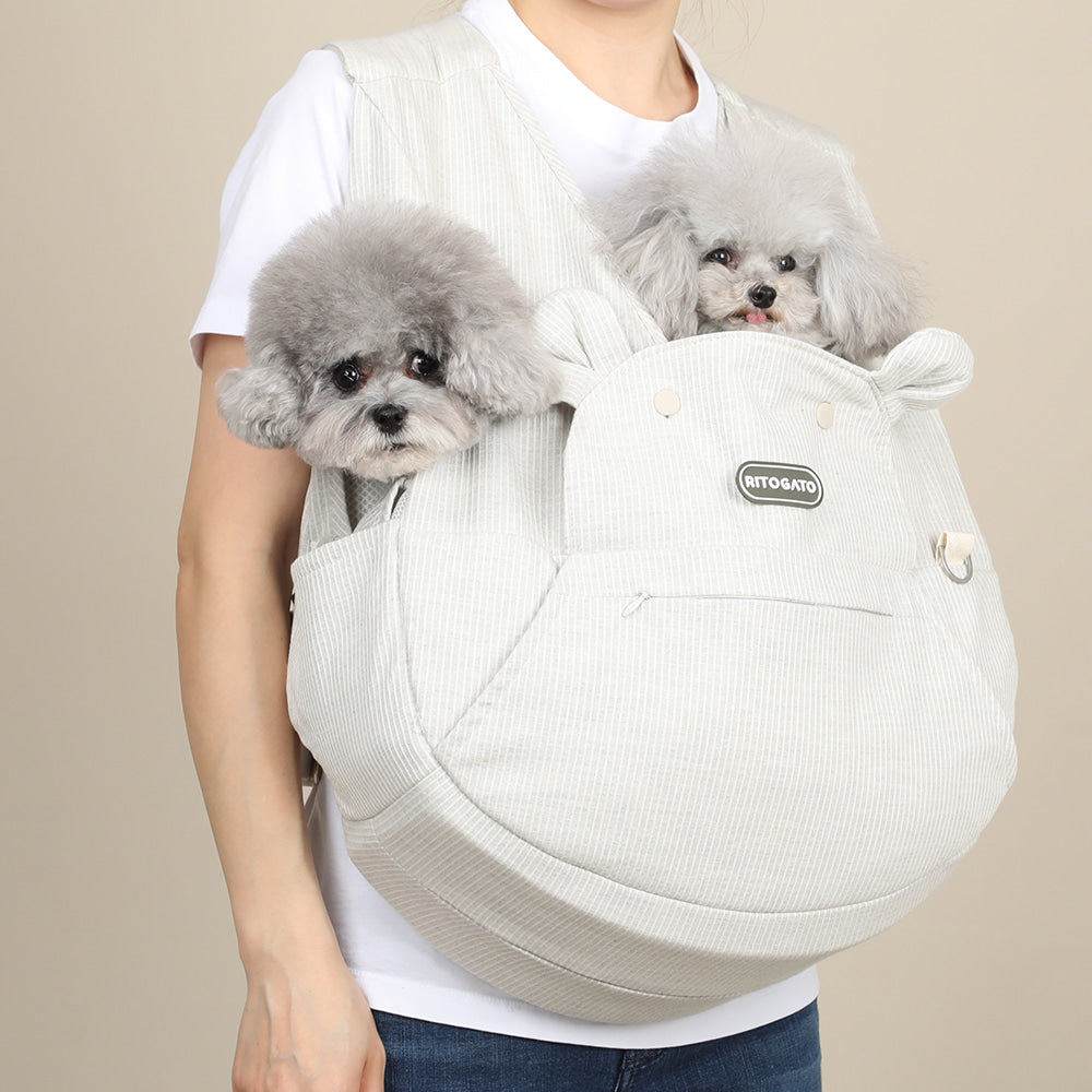 【再升級】 RitoGato Voddly Cooloud Front Bag 前孭寵物袋 夏日透氣質料 淺灰色
