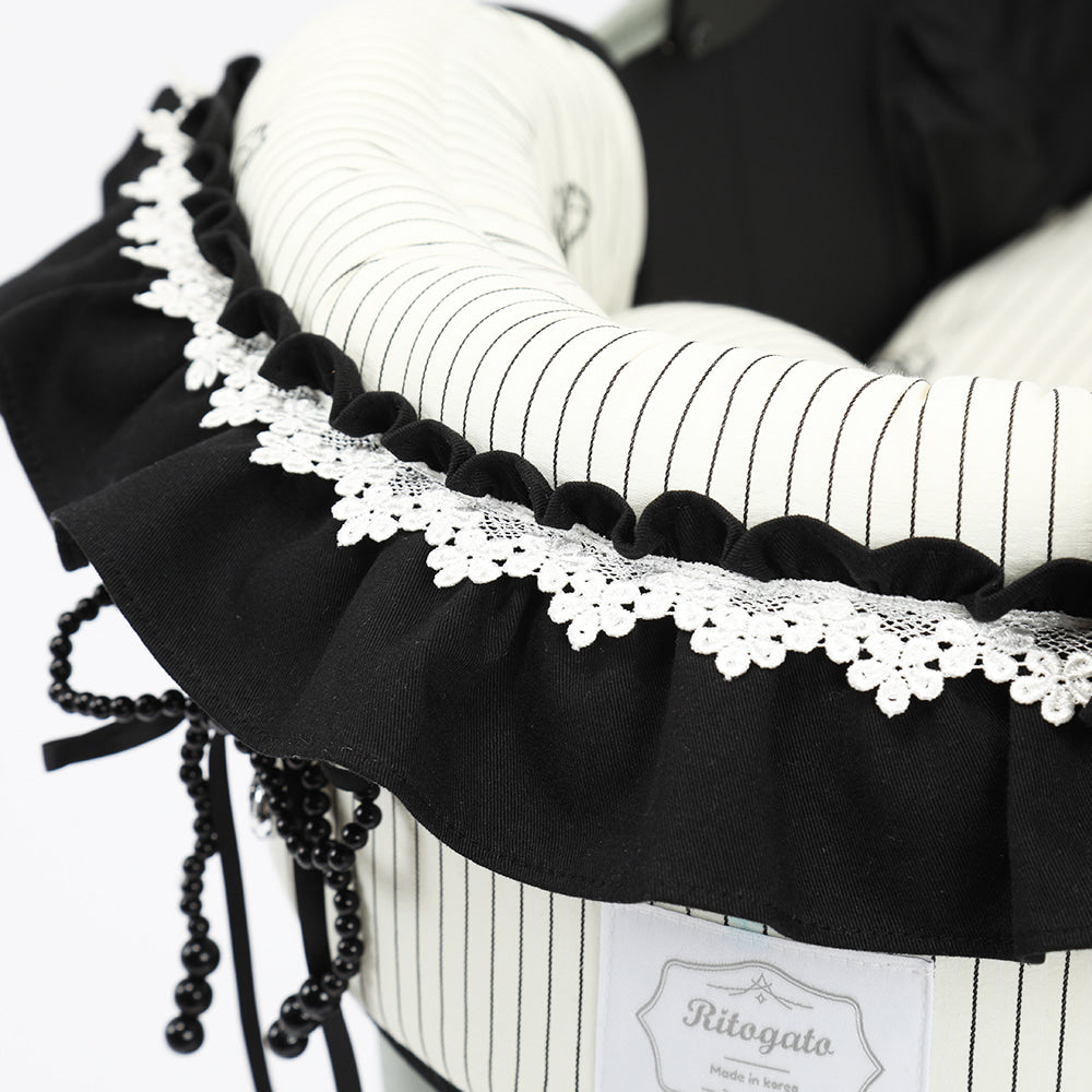 Ritogato Pliant Buggy Cover-up Guard 寵物推車圍邊 蝴蝶結喱士款 - 黑色