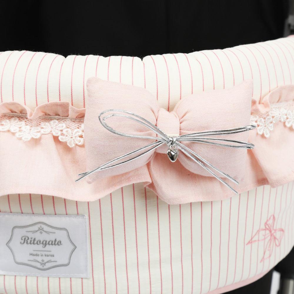 Ritogato Pliant Buggy Cover-up Guard 蝴蝶結喱士款寵物推車圍邊 - 粉紅色