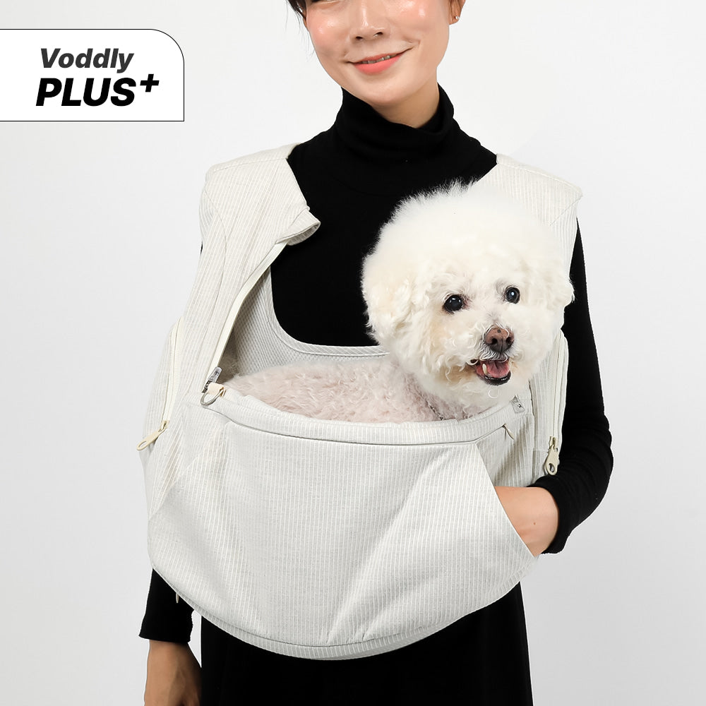 【V7】Ritogato Voddly Plus Front Bag 前孭寵物袋 透氣網質料 灰色間條