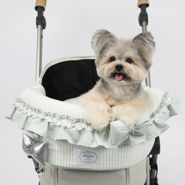 Ritogato Pliant Buggy Cover-up Cushion 蝴蝶結喱士款寵物推車車墊套裝 - 湖水綠