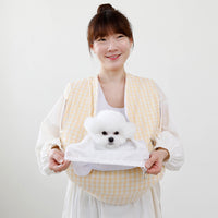 【Version 2】Ritogato Voddly Cool Front Bag 前孭寵物袋 亞麻布質料 黃色格仔