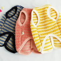 韓國間條比熊啪樓抓絨背心 Bichon Stripe Fleece Vest