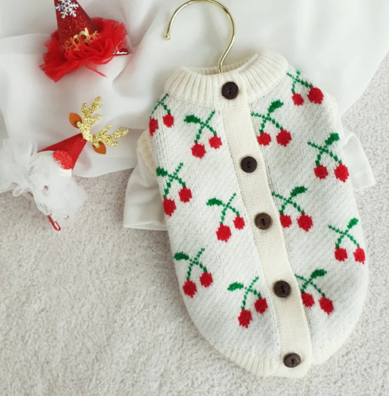 韓國啪樓車厘子針織開襟衫 Cherry Knit Cardigan