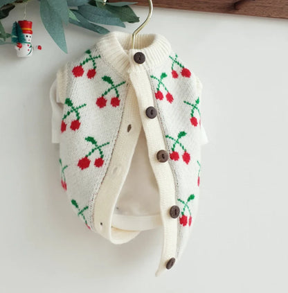 韓國啪樓車厘子針織開襟衫 Cherry Knit Cardigan