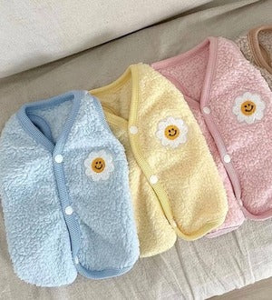 韓國笑臉花花啪樓抓絨背心 Smiley Daisy Vest Jacket