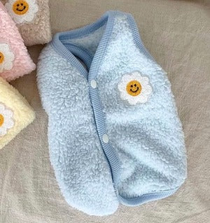 韓國笑臉花花啪樓抓絨背心 Smiley Daisy Vest Jacket