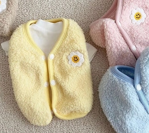 韓國笑臉花花啪樓抓絨背心 Smiley Daisy Vest Jacket