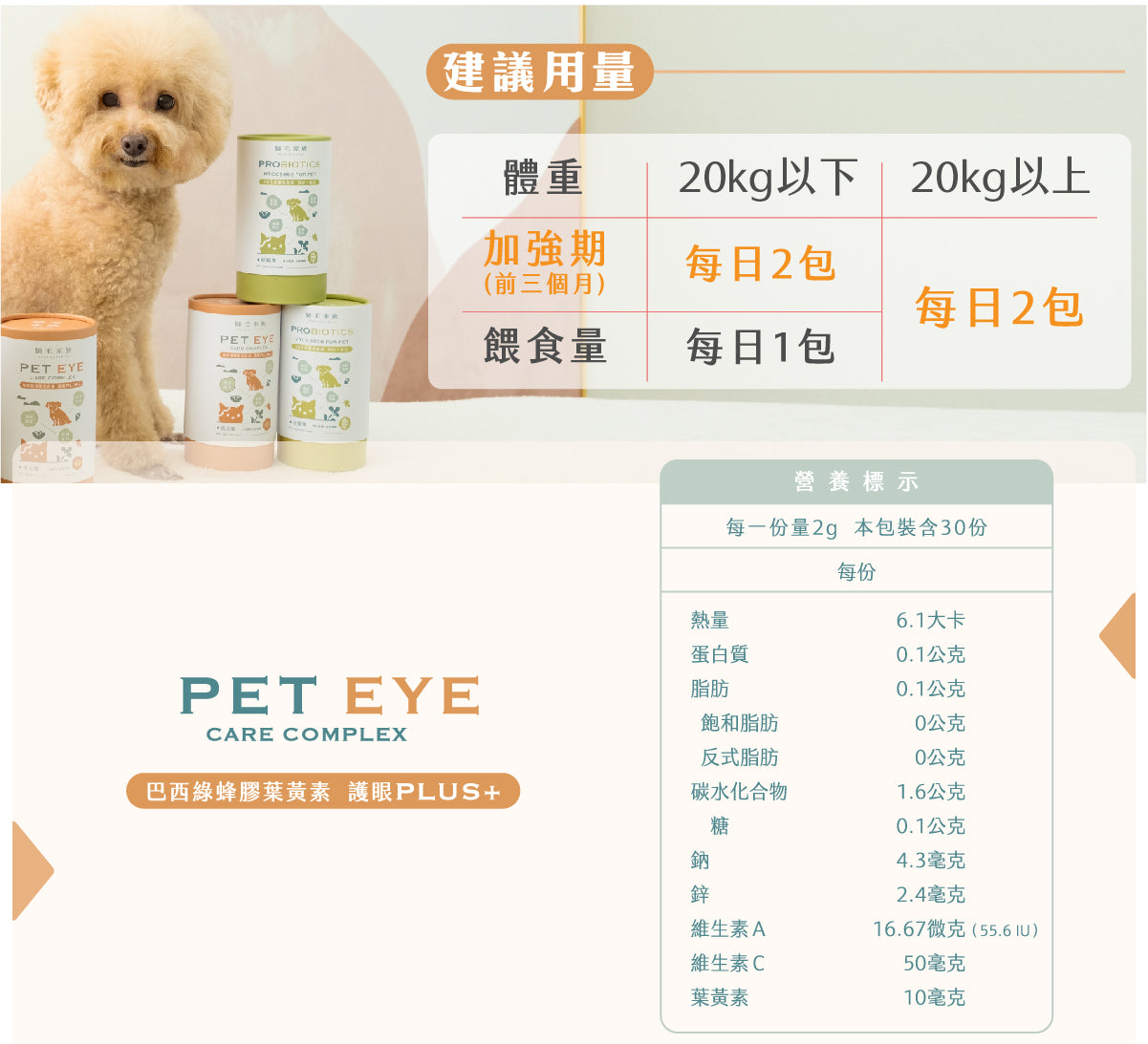 歸毛家族 【Good寶系列寵物保健品】視力寶 30包/盒