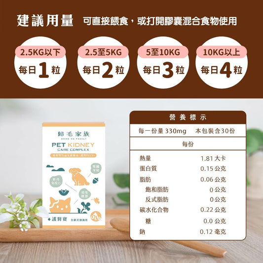 歸毛家族 【Good寶系列寵物保健品】護腎寶 30粒膠囊/罐