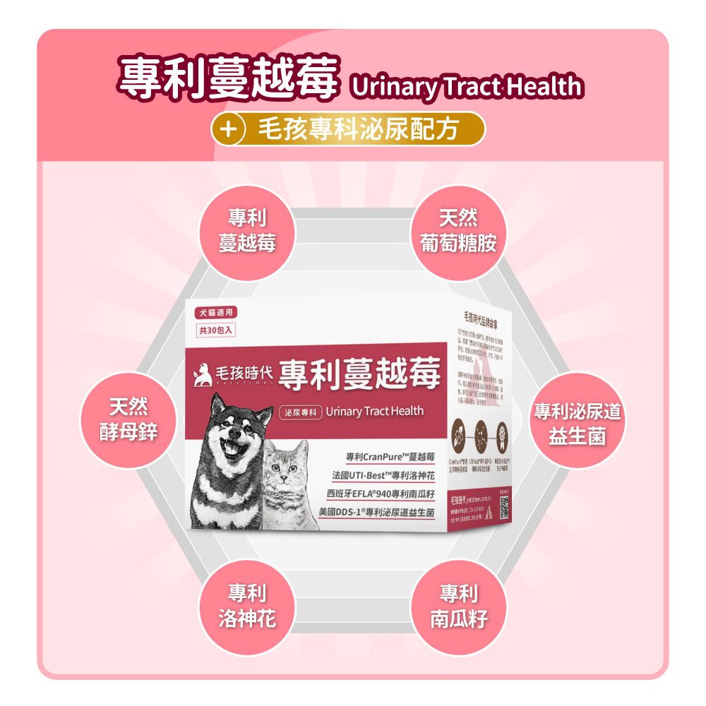 毛孩時代 專利蔓越莓 Urinary Tract Health (30包/盒)