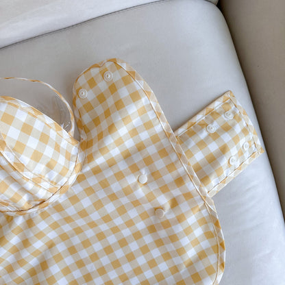 韓國格仔雨衣斗篷 連帽 Korea plaid raincoat poncho with hood