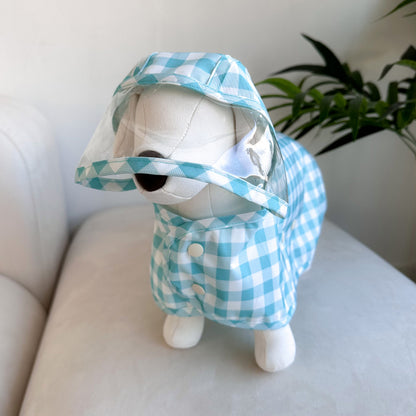 韓國格仔雨衣斗篷 連帽 Korea plaid raincoat poncho with hood