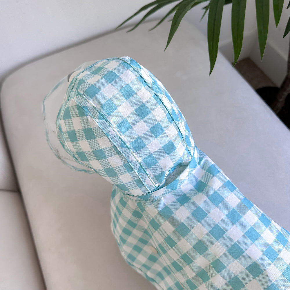 韓國格仔雨衣斗篷 連帽 Korea plaid raincoat poncho with hood