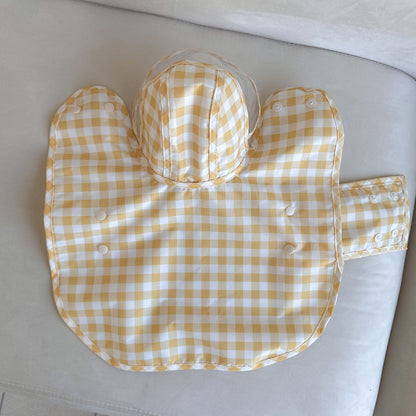 韓國格仔雨衣斗篷 連帽 Korea plaid raincoat poncho with hood