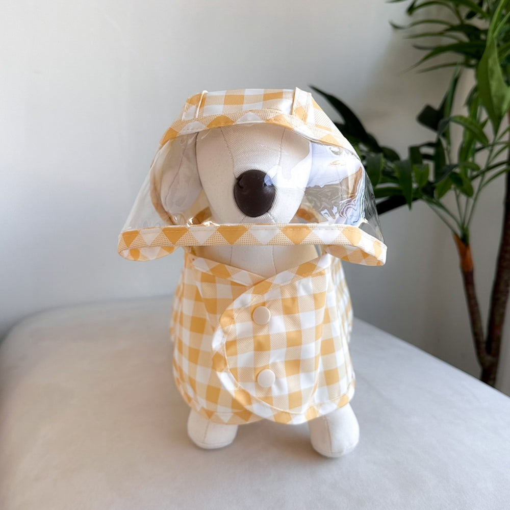 韓國格仔雨衣斗篷 連帽 Korea plaid raincoat poncho with hood