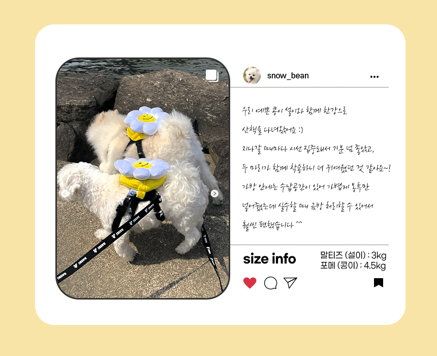 韓國笑花花背包狗繩 Korean Smile Flower Bag Leash