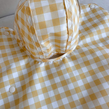 韓國格仔雨衣斗篷 連帽 Korea plaid raincoat poncho with hood