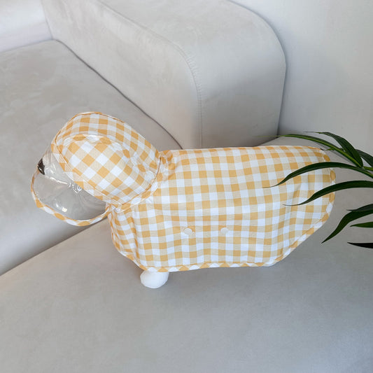 韓國格仔雨衣斗篷 連帽 Korea plaid raincoat poncho with hood