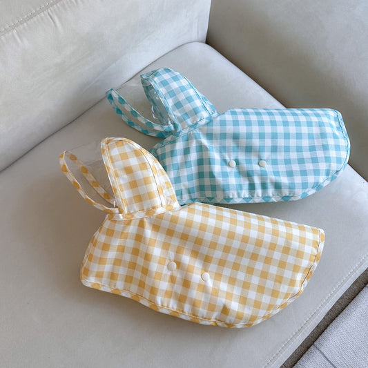 韓國格仔雨衣斗篷 連帽 Korea plaid raincoat poncho with hood