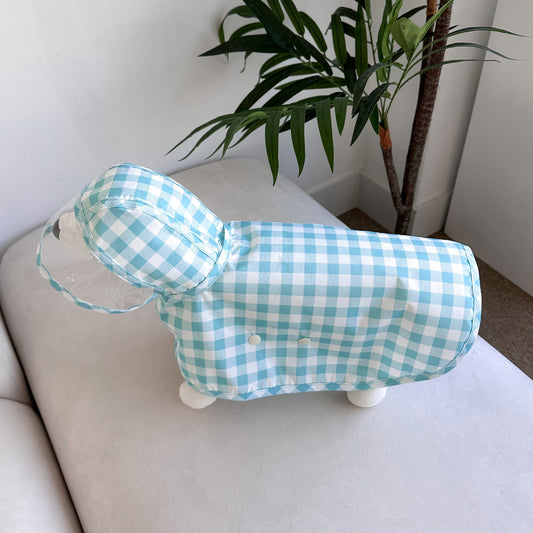 韓國格仔雨衣斗篷 連帽 Korea plaid raincoat poncho with hood